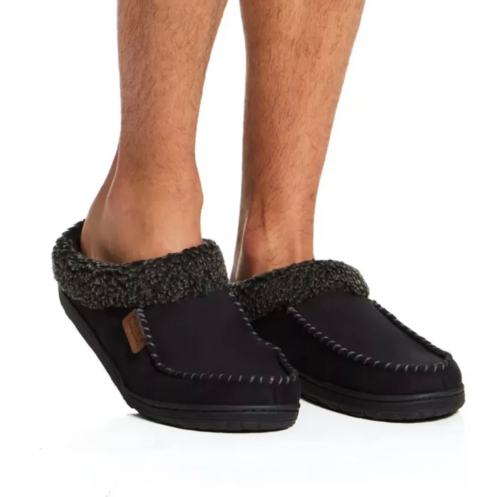 Dearfoams Men's Clog Memory Foam Slipper Indoor/Outdoor Black Size L (11-12) New